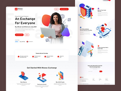 Bitcoin Exchange bitcoin bitcoin exchange bitcoin services clean creative crypto crypto exchange cryptocurrency eth homepage illustration landing page steps trading ui user experience user interface ux web design