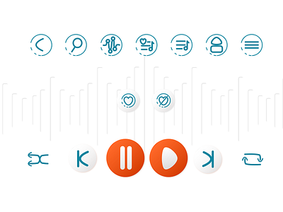 music player icon set