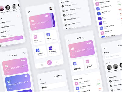 Banking App Concept – More Screens banking credit cards finance fintech light minimalism mobile app trendy ui ux