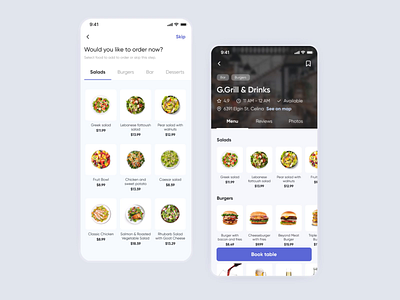 Table Booking & Online Ordering App Concept - Ordering Food add to cart animation clean concept design food menu mobile app order restaurant trendy ui ux