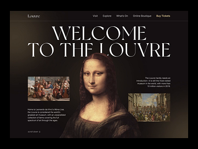 Louvre Museum Landing Page — Animated animation art clean concept design gallery landing page louvre minimal museum trendy ui ux web