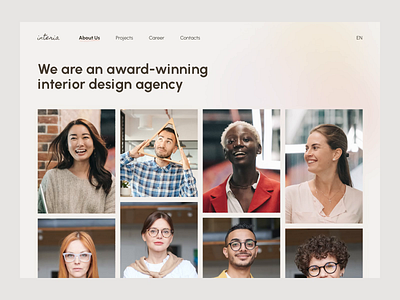 Interior Design Agency Website — About Us about us after effects clean concept design gallery interior design minimal photo team trendy ui ux web website