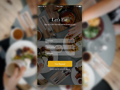 Day 001 - Signup Form dailyui elements food form interface mobile signup