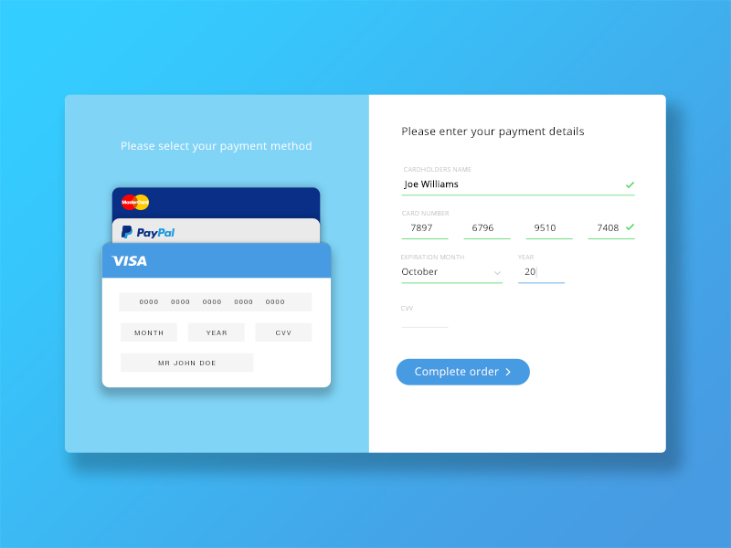 Day 002 - Credit Card Checkout by Joe Williams on Dribbble