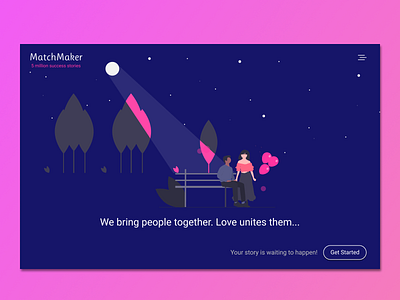 MatchMaker- A Dating Website dailyui dating dating website design figma figmadesign illustration matching matchmaker minimal ui ux website