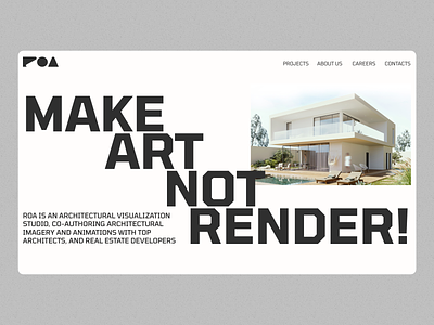 Architectural visualisation studio website 3d arhitecture concept design main page typography ui ux visualisation web design website