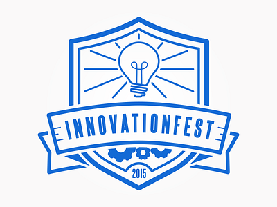 Innovationfest Shield Logo 2015 gears light bulb line logo shield