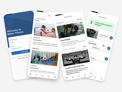 Miller Fitness App beginner design design app feedback figma fitness product productdesign ui uiux workout
