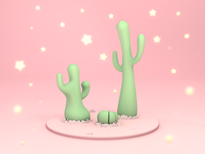 Cacti under Stars c4d cacti cactus cinema 4d cinema4d cute pink