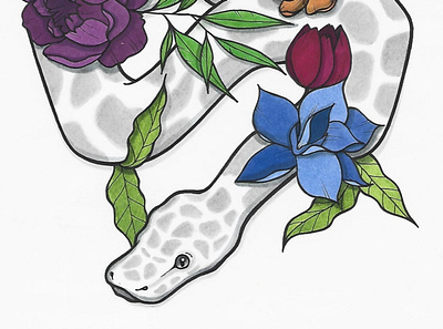 Corn snake with flowers design flowers illustration