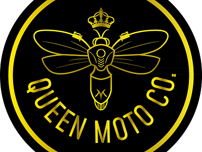Queen moto Co. branding design illustration logo