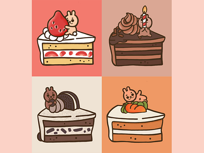 Cake Bunnies Sticker & Enamel Pin Design animals characterdesign childrens illustration design