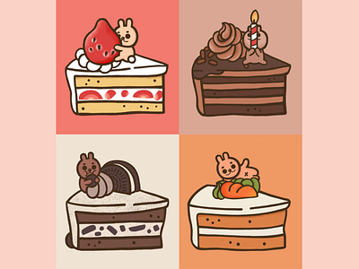 Cake Bunnies Sticker & Enamel Pin Design