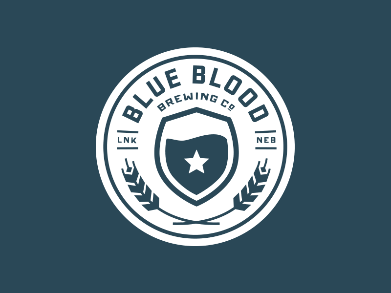 Blue Blood Brewing Co. Logo barley beer blood blue cop gif logo police shield wheat