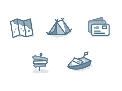 Landing Page Icons boat camping iconography icons map tent