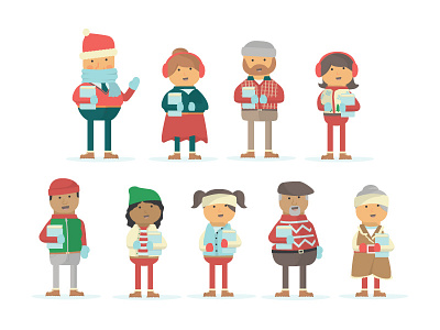 Christmas Carolers WIP boots carolers characters christmas gloves hair hats illustration mittens people sing loud for all to hear