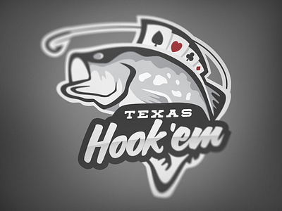 Texas Hook'em Fish Logo cards fish icon largemouth logo mark poker sports team texas