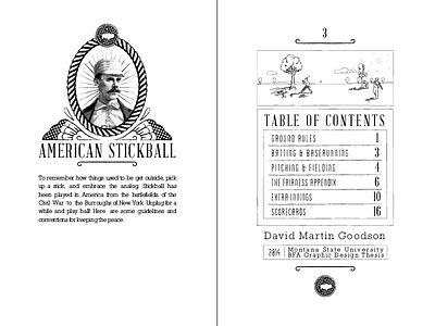 table of contents americana design graphic design illustration layout publication stickball