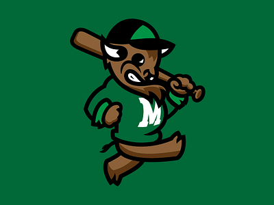 Marshall Baseball baseball bison buffalo character classic logo design graphic design herd illustration logo thundering herd