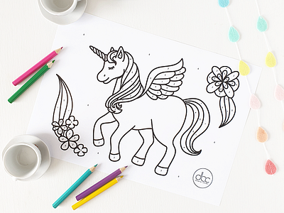 FREE Unicorn Paint by Numbers Printable for Children bold bright by hand childrens book color coloring book coloring page colour design drawing flat flowers illustration illustrator magical numbers paint pretty unicorn vector