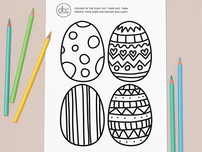 Easter Egg Colouring-In Creative Activity for Children activity bold bright childrens coloring page coloringbook colour colouring creative design easter easter egg easter eggs egg eggs flat fun holiday illustration vector