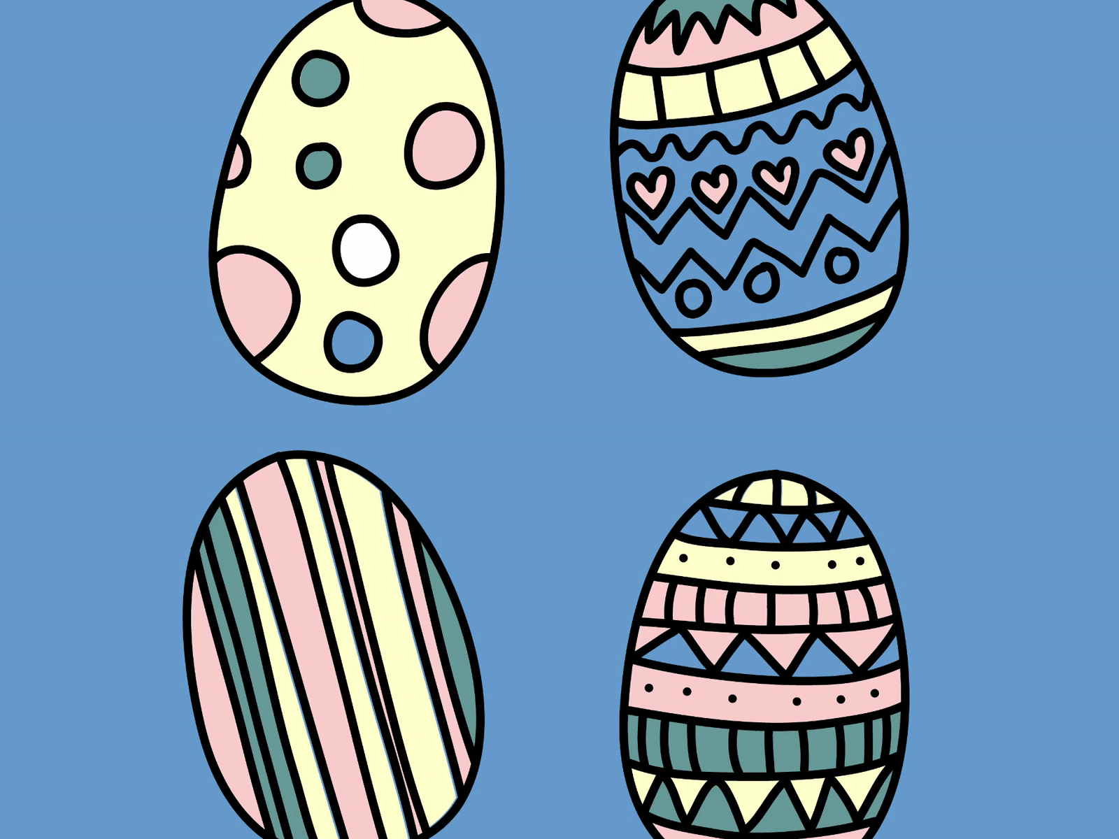 Easter Eggs!!! bold bold color bright bright color colour design easter easter egg easter eggs eggs flat illustration illustrator vector