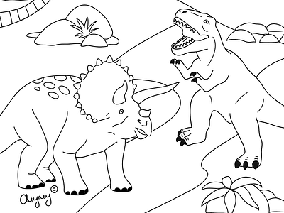 FREE Colouring In Dinosaurs bold cheyney childrens illustration colour colouring colouring book design design by cheyney dinosaur dinosaurs drawing flat illustration illustrator minimal page prehistoric trex triceratops vector