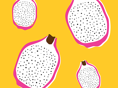 Dragonfruit Dribbble bold bold color bright bright color colour colourful design dragon dragonfruit flat food fruit fruity illustration pattern patterned pink powerful vector yellow