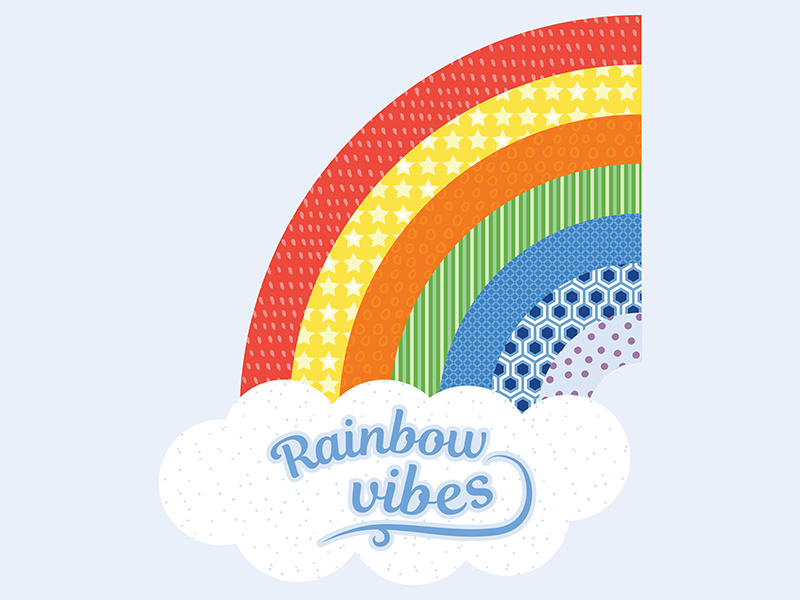 Rainbow Vibes surface pattern design pattern illustrator bright color bold color vector illustration flat colour design bold colourful bright positive vibes positive pride lgbtqia lgbtq lgbt rainbow
