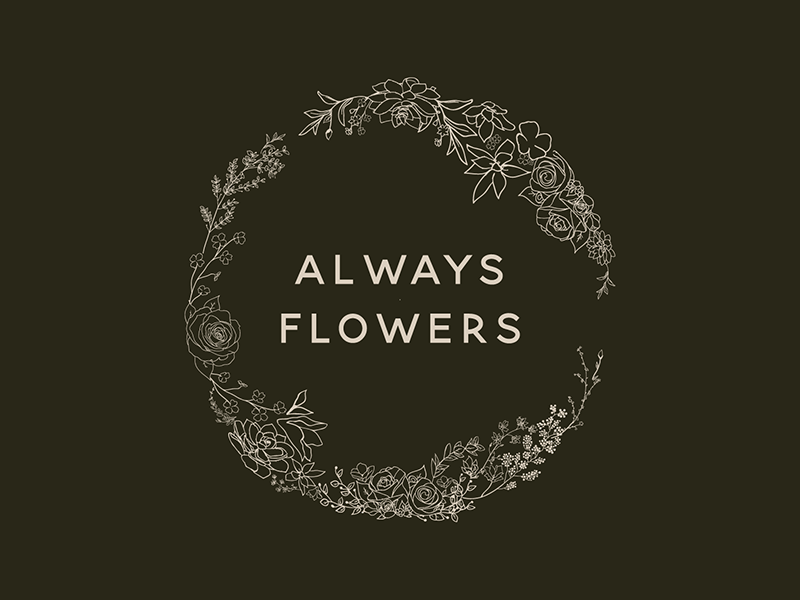 Always Flowers Logo floral art green logo design flower logo pretty flowershop company delicate flowers floral logo branding feminine design illustrator illustration bold colour flat vector design