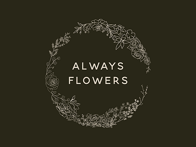 Always Flowers Logo bold branding colour company delicate design feminine design flat floral floral art flower logo flowers flowershop green illustration illustrator logo logo design pretty vector