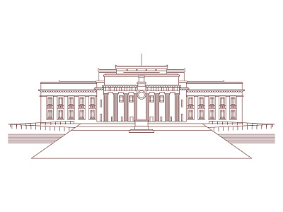 Auckland Museum Dribbble architecture auckland building design drawing flat history illustration illustrator line lineart memorial minimal museum new zealand nz old retro vector war