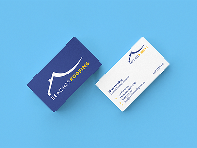 Business Card Beaches Roofing beaches blue blue and white bold brand brand identity branding colour design flat identity design illustrator logo logo design navy roofer roofing trade vector wave