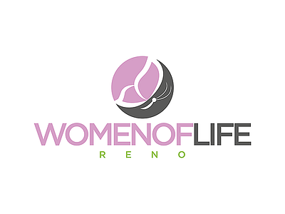 Woman of Life Logo bold branding butterfly butterfly logo church colour design flat green grey illustration illustrator life logo nevada pink reno typography vector women