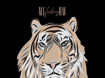 Tiger Poster - Me-fucking-OW bold bright cat cats colour cranky design feline flat fucking illustrator meow sassy tiger vector