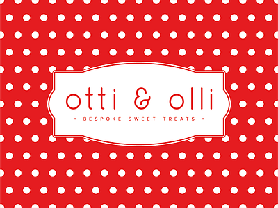 otti and olli logo bold color branding bright color design flat illustration logo pattern polka dot polkadots red sweet treats typography vector white