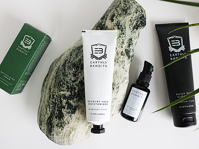 Earthly Bandits Packaging Collection auckland box brand cleanser collection debossed design embossed moisturiser new zealand nz packaging packaging designer packagingdesign range serum skincare