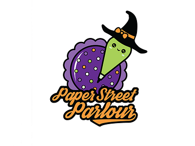 Paper Street Parlour Logo Halloween bold bold color branding bright bright color business cookie cookies decorating design flat fun halloween halloween design identity illustration logo piping sweet vector