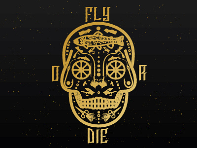 Fly Or Die fishing fly fishing logo outdoors skull sticker