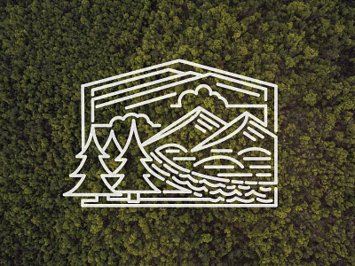 The Mountains are Calling adventure logo mountains outdoors river sticker trees