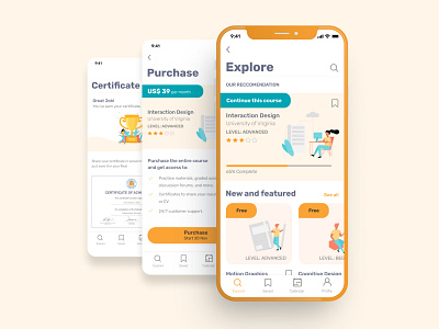 Online Learning Platform Application app app design e learning ios app learning app learning platform ux uxui