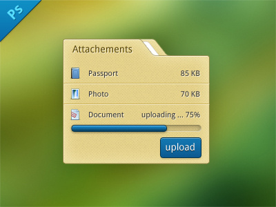 Upload Attachements PSD attachement bar button doc document file folder freebie paper progress psd upload