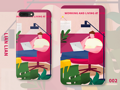 WORING AND LIVING AT HOME flat illustration ui ux