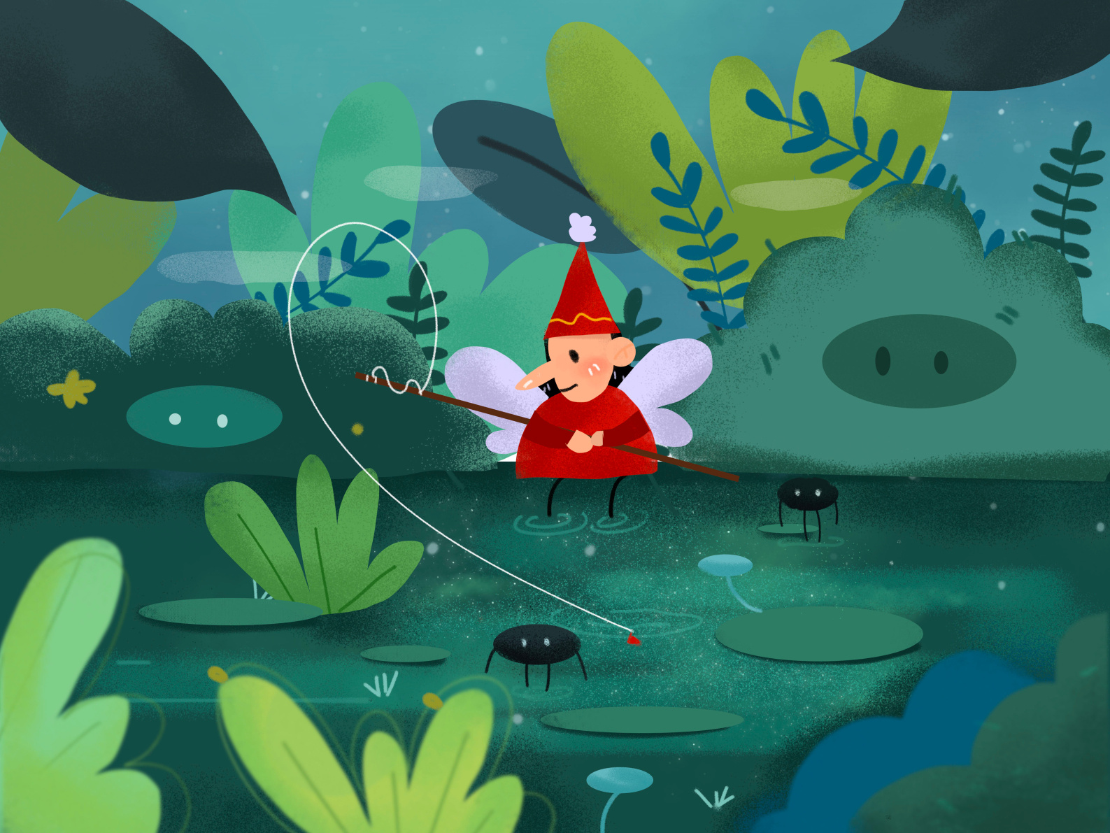 Lakeside fishing by LIANLIAN on Dribbble