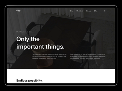 Vipp — About Modularity [003] architecture art direction exploration figma interior interior design layout layout exploration minimal minimalism sketch typography ui ux website