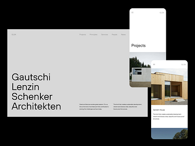 GLSA — Homepage & Projects animated animation architect architects architecture art direction brutalism exploration figma graphic design layout layout exploration minimal minimalism sketch ui ux website