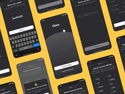 Claro — New wallet [001] animated animation app crypto crypto wallet cryptocurrency design eth ethereum figma logo minimalism mobile mobile app typography ui ux wallet web3