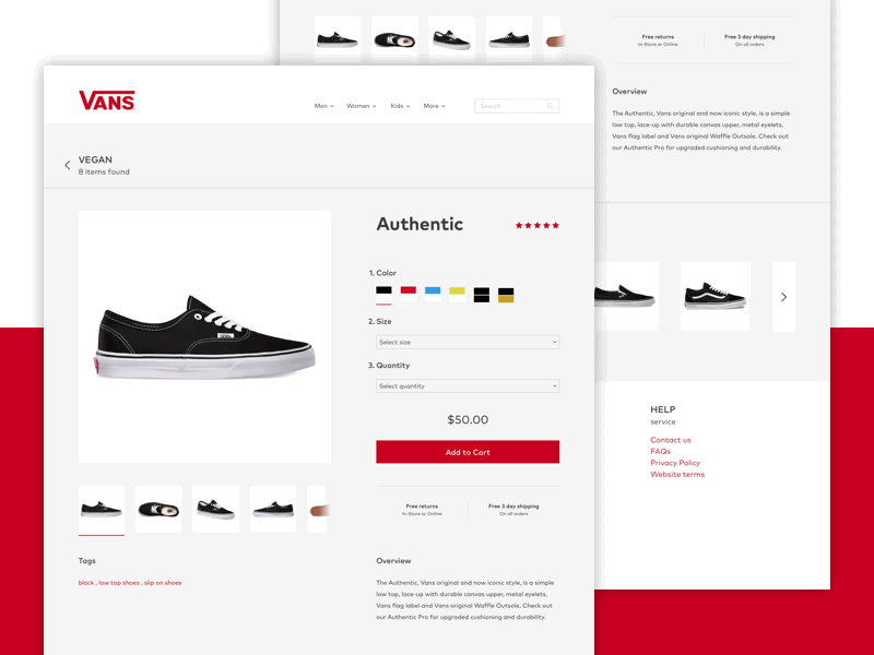 Vans — Website redesign concept [3/3] after effects animated animation minimalism principle redesign sketch typography ui ux vans website