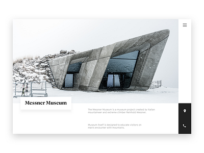 Messner Museum — Home after effects animated animation architecture minimalism principle redesign sketch typography ui ux website