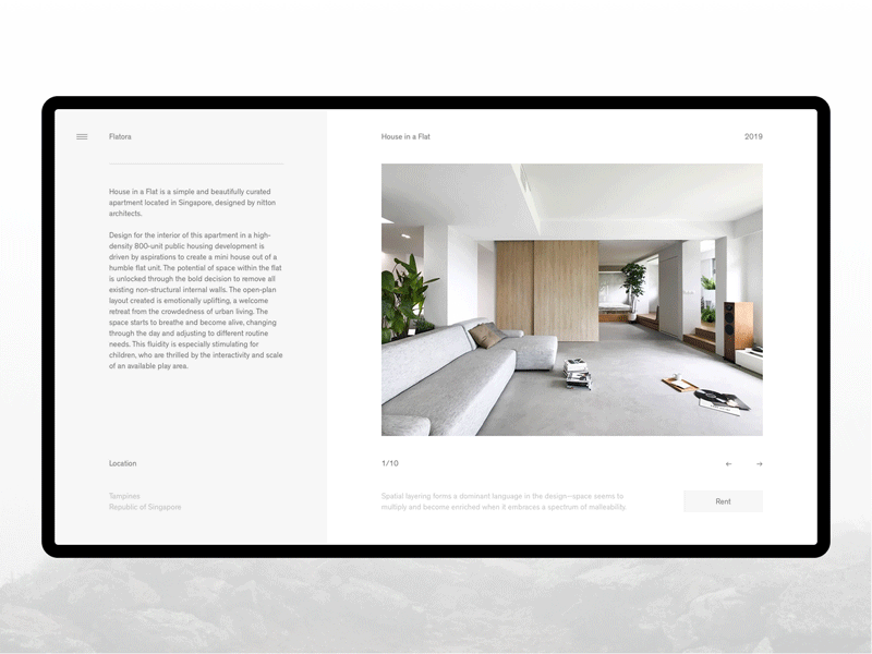 Flatora — Rent Quality Architecture animated architecture gif layout minimal minimalism simple sketch typography ui ux web website